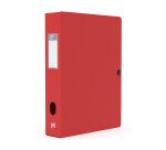 Boîte Oxford grande capacité memphis 24x32cm dos 60mm avec bouton pression couverture polypro rouge