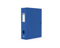 Boîte Oxford grande capacité memphis 24x32cm dos 80mm avec bouton pression couverture polypro bleu