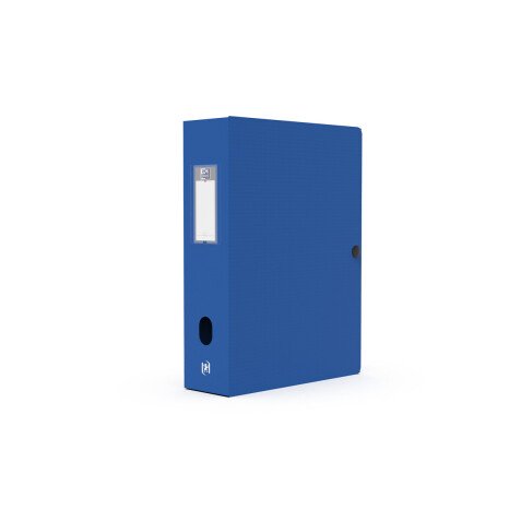 Boîte Oxford grande capacité memphis 24x32cm dos 80mm avec bouton pression couverture polypro bleu