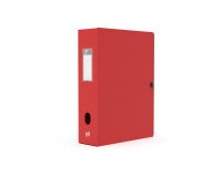 Boîte Oxford grande capacité memphis 24x32cm dos 80mm avec bouton pression couverture polypro rouge