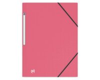 Chemise 3 rabats Oxford memphis a4 avec élastique couverture polypro rose