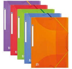 Chemise 3 rabats Oxford A4 avec élastique couverture polypro coloris assortis