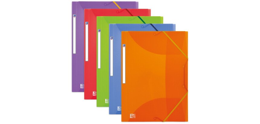 Chemise 3 rabats Oxford A4 avec élastique couverture polypro coloris assortis