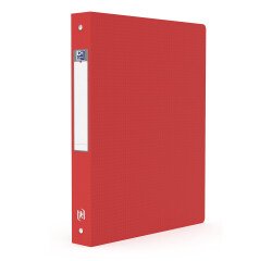 Classeur Oxford memphis a4 dos 40mm 4 anneaux ronds couverture polypro rouge