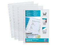 Sachet de 10 pochettes perforées Oxford variozip a4 polypro lisse épaisseur 7/100ème incolore