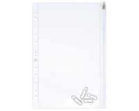 Pochette perforée 30,5x17cm avec zip pvc lisse 14/100éme incolore