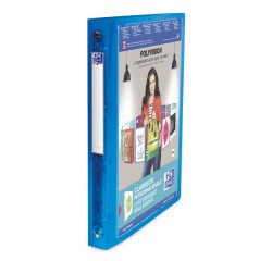 Classeur Oxford polyvision a4 dos 30mm 4 anneaux ronds couverture polypro bleu