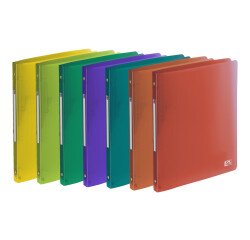 Classeur Oxford school life a4 dos20 4anneaux rond polypro translucide assorti