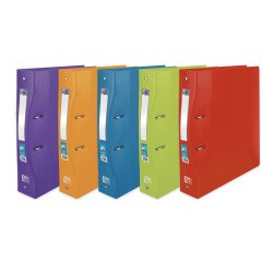 Classeur Oxford school life a4+ dos ergonomique 60mm 4 anneaux rond polypro translucide assorti