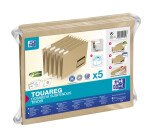 Lot 5 dossiers suspendus tiroir Oxford touareg a4 capacité 100 feuilles carte recyclée beige naturel