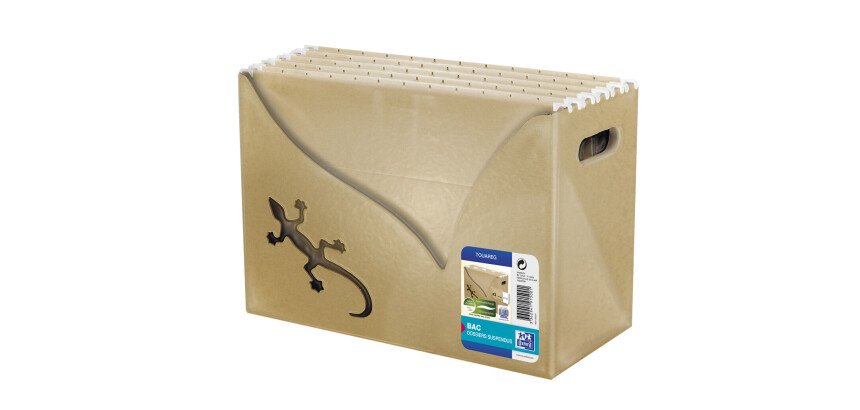 Bac de classement Oxford + 5 dossiers suspendus touareg a4 carte recyclée beige naturel