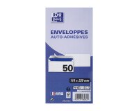 Lot 50 enveloppes Oxford 110x220  auto adhesive - blanc
