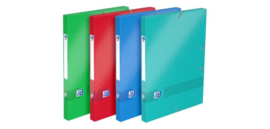 Boîte Oxford capacité standard Color Life 24x32cm dos 25mm avec élastique couverture carte pelliculée coloris assortis