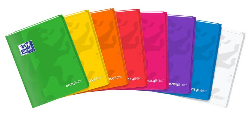Cahier Oxford easybook 17x22cm grands carreaux seyès 48 pages agrafées couverture polypro coloris assortis