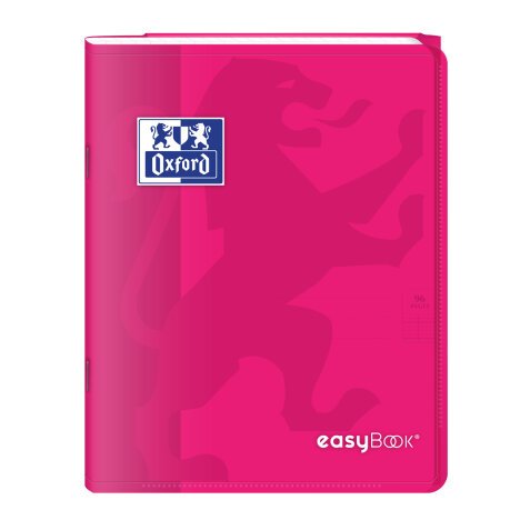 Cahier Oxford easybook 17x22cm grands carreaux seyès 96 pages agrafées couverture polypro rose