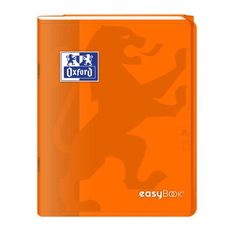 Cahier Oxford easybook 17x22cm grands carreaux seyès 96 pages agrafées couverture polypro orange