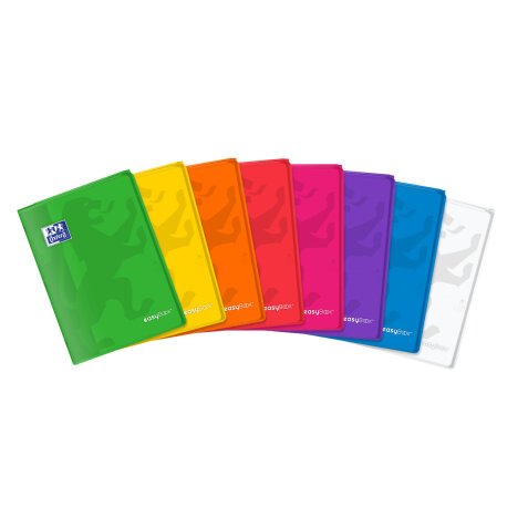 Cahier Oxford easybook a4 petits carreaux 5mm margés 96 pages agrafées couverture polypro coloris assortis