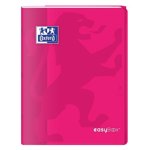 Cahier Oxford easybook 24x32cm grands carreaux seyès 96 pages agrafées couverture polypro rose