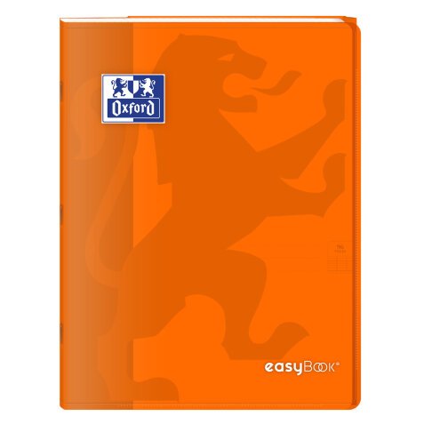 Cahier Oxford easybook 24x32cm grands carreaux seyès 96 pages agrafées couverture polypro orange