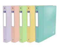 Classeur Oxford school life a4+ dos40 4anneaux rond polypro opaque pastel assorti