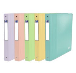 Classeur Oxford school life a4+ dos40 4anneaux rond polypro opaque pastel assorti
