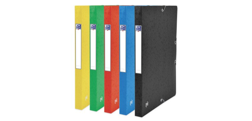 Boîte Oxford capacité standard Top File+ 24x32cm dos 25mm avec élastique couverture carte assorti
