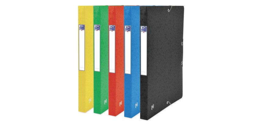 Boîte Oxford capacité standard top file+ 24x32cm dos 25mm avec élastique couverture carte assorti