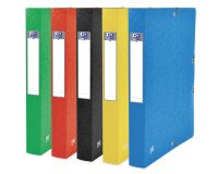 Boîte Oxford capacité standard top file+ 24x32cm dos 40mm avec élastique couverture carte coloris assortis