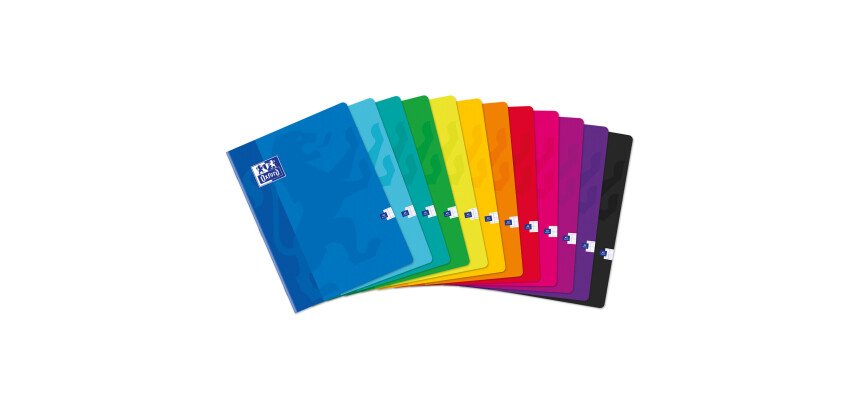 Cahier Oxford Color Life 24x32cm grands carreaux Seyès 48 pages agrafées couverture carte coloris assortis