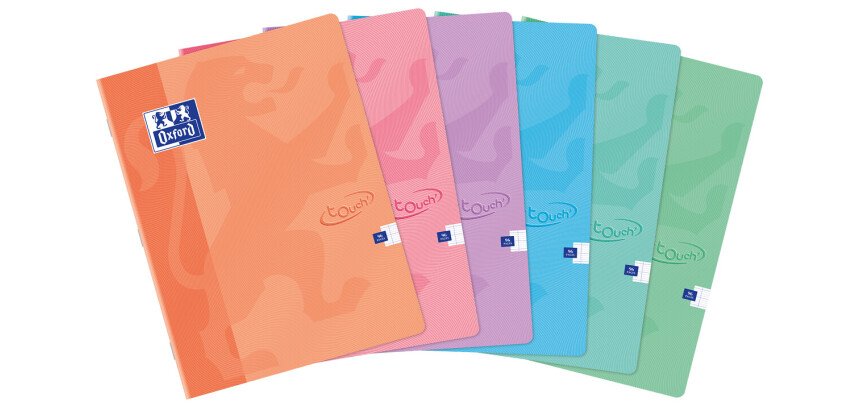 Cahier Oxford Touch' 24x32cm grands carreaux Seyès 96 pages agrafées couverture carte coloris assorti
