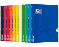 Cahier Oxford de travaux pratiques openflex 24x32cm grands carreaux seyès/uni blanc 80 pages agrafées couverture polypro coloris assortis