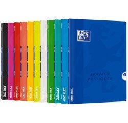 Cahier Oxford de travaux pratiques OpenFlex 24x32cm grands carreaux Seyès/uni blanc 80 pages agrafées couverture polypro coloris assortis