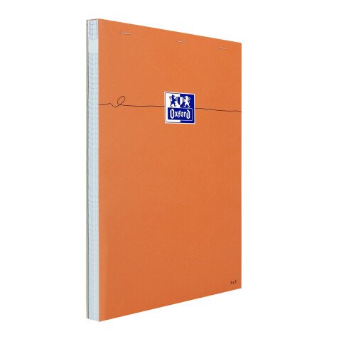 Bloc de bureau Oxford 21 x 31,5 cm agrafé orange - 5 x 5 mm - 80 feuilles