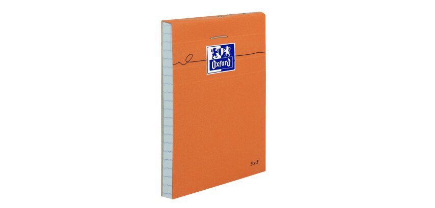 Bloc de bureau orange Oxford 7,5 x 10,5 cm agrafé 5 x 5 mm - 80 feuilles