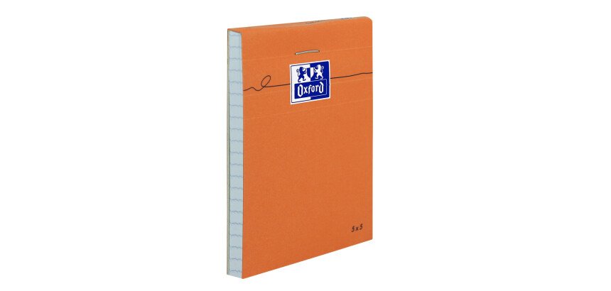 Bloc de bureau orange Oxford 7,5 x 10,5 cm agrafé 5 x 5 mm - 80 feuilles