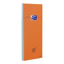 Bloc-notes Oxford shopping orange 7,4x21cm petits carreaux 5mm 80 feuilles agrafées couverture carte enduite orange