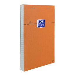 Bloc-notes Oxford orange 11x17cm petits carreaux 5mm 80 feuilles agrafées couverture carte enduite orange