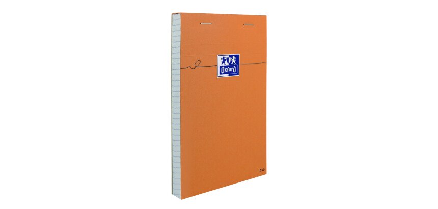 Bloc-notes Oxford Orange 11x17cm petits carreaux 5mm 80 feuilles agrafées couverture carte enduite orange