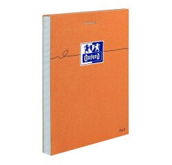 Bloc-notes Oxford Orange 8,5x12cm petits carreaux 5mm 80 feuilles agrafées couverture carte enduite orange