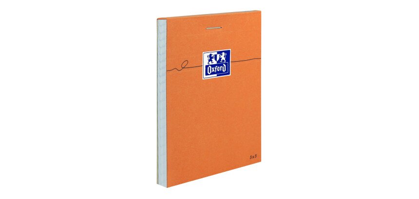 Bloc-notes Oxford Orange 8,5x12cm petits carreaux 5mm 80 feuilles agrafées couverture carte enduite orange