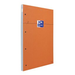 Bloc-notes Oxford perforé orange a4+ petits carreaux 5mm 80 feuilles agrafées couverture carte enduite orange