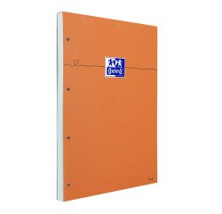 Bloc de bureau Oxford 21 x 31x5 agrafé orange perforé -5 x 5 mm - 80 feuilles
