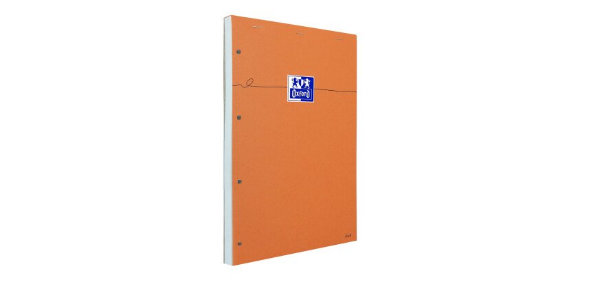Bloc de bureau Oxford 21 x 31x5 agrafé orange perforé -5 x 5 mm - 80 feuilles