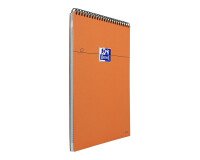 Notitieblok Oxford geperforeerd oranje A4+ kleine ruitjes 5 mm 80 vellen spiraalbinding oranje gecoate kaartomslag
