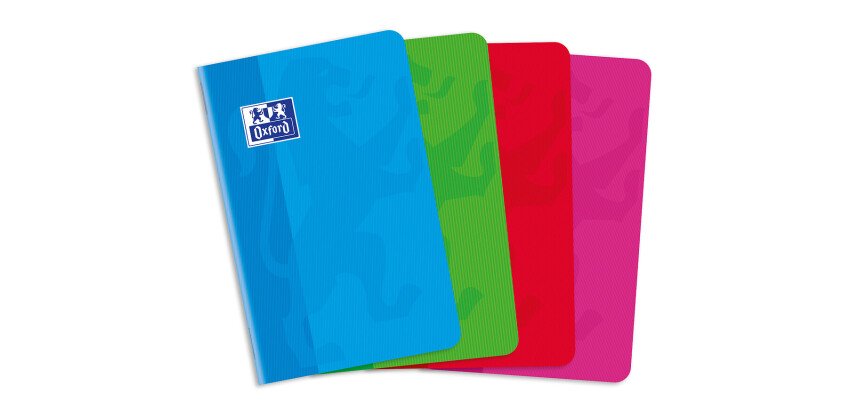 Carnet Oxford Color Life 9x14cm petits carreaux 5mm 96 pages agrafées couverture carte coloris assortis