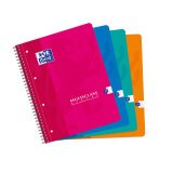 Cahier Oxford multiclass color life a4+ grands carreaux seyès 180 pages reliure spirale couverture carte coloris assortis