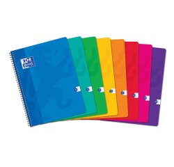 Cahier Oxford color life 24x32cm grands carreaux seyès 180 pages reliure spirale couverture carte coloris assortis