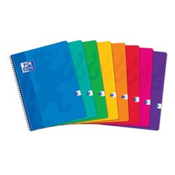 Cahier Oxford color life 24x32cm grands carreaux seyès 180 pages reliure spirale couverture carte coloris assortis