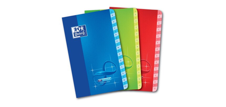 Répertoire Oxford Infinium 11x17cm petits carreaux 5mm 96 pages agrafées couverture synthétique coloris assortis