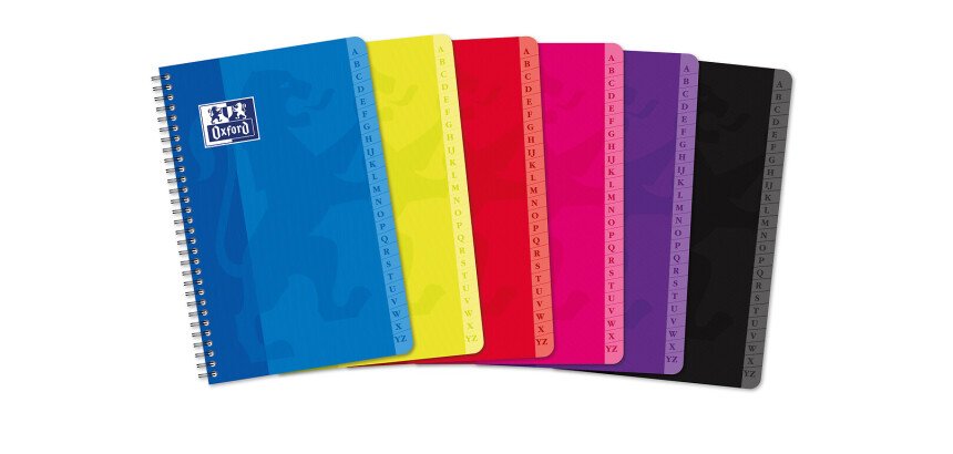 Répertoire Oxford Color Life 11x17cm petits carreaux 5mm 100 pages reliure spirale couverture carte coloris assortis